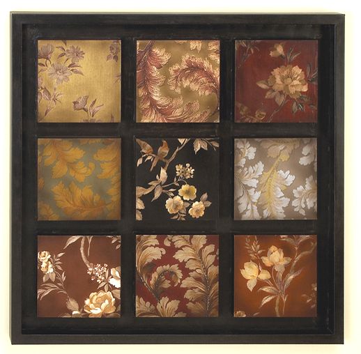 Floral Metal Wall Art Decor 32H 32W Wood Frame  