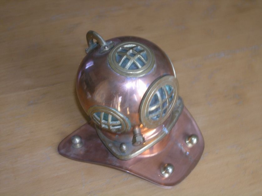  Deep Sea Maritime Nautical Mini Copper Brass Glass Diving Helmet 