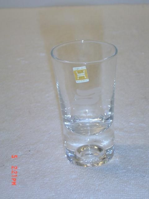 HADELAND GLASSVERK (NORWAY) SHOT GLASS, BIRD ETCH  