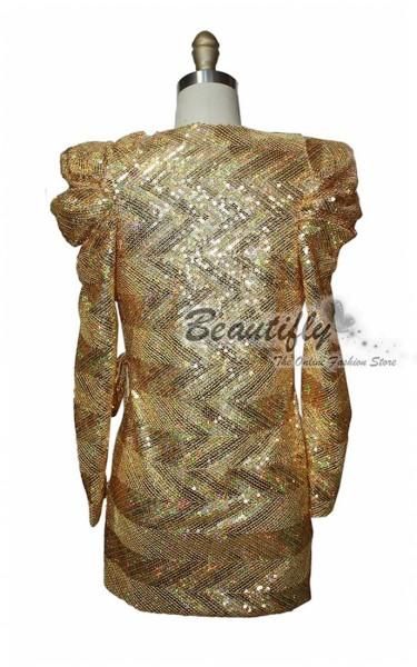 2011 sexy Gold Sequins Evening Party Dress❤  