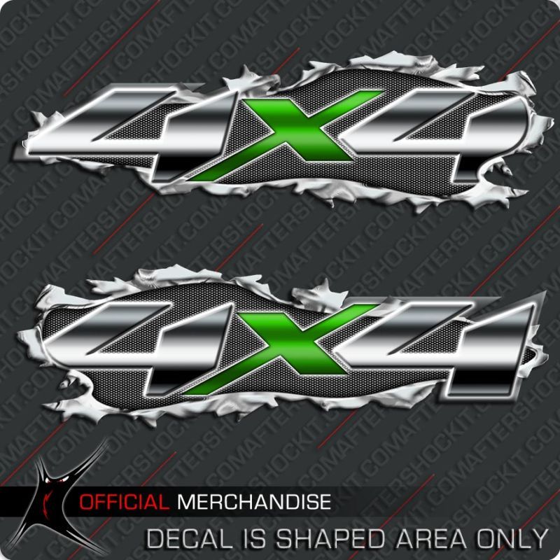 4x4 Colorado Ram Green Ripped Metal Decal  