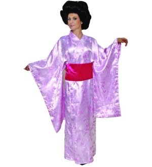 Kimono Pink Geisha Satin Robe Costume Adult Standard  