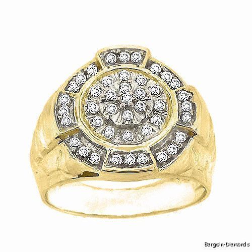 Diamond Yellow Ring .10 cts Ice Bling 925 HipHop man  