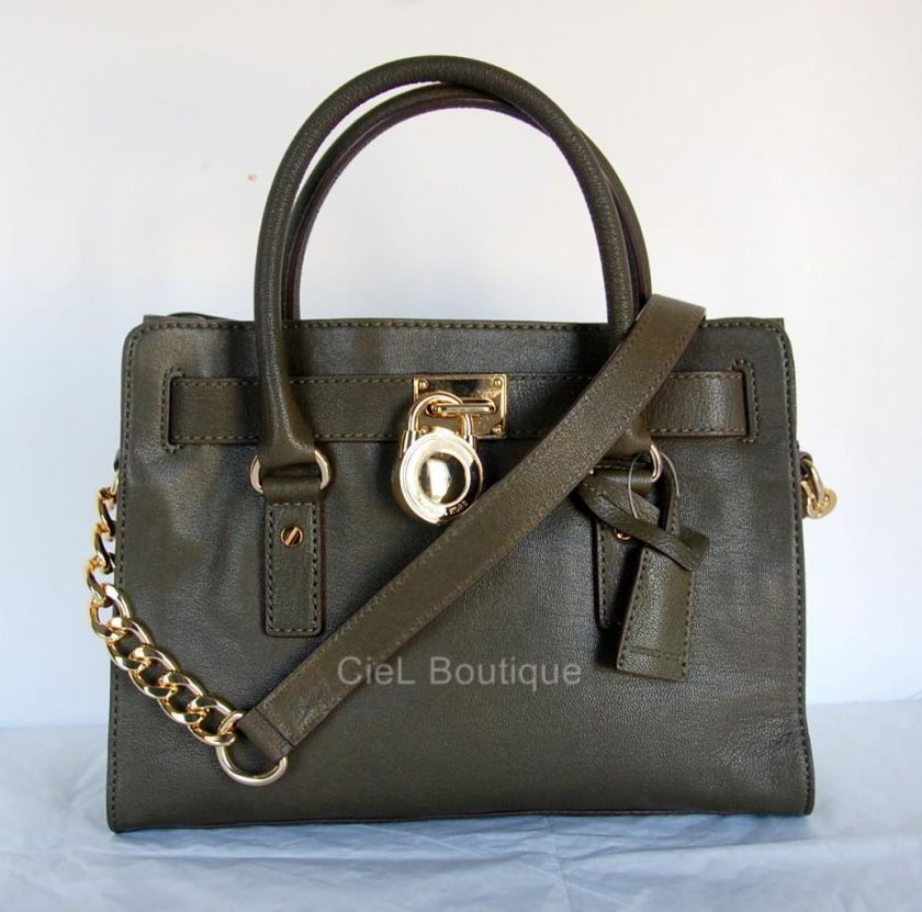 NWT New Auth Michael Kors HAMILTON E/W East West Satchel Leather Loden 