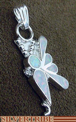 Sterling Silver Created Opal Inlay Butterfly Pendant  