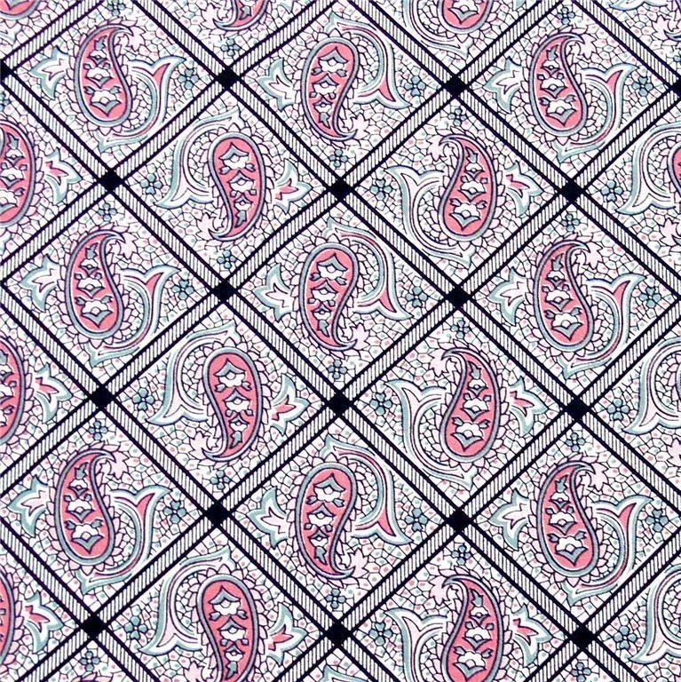 Marcus Brothers Cotton Fabric Unusual Pink, Black, & Gray Paisley By 