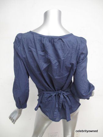 Marc Jacobs Blue Long Sleeve Ruffle Collar Blouse 10  