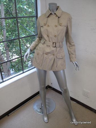 Vince Khaki Long Sleeve Short Trench Coat W/ Belt S  