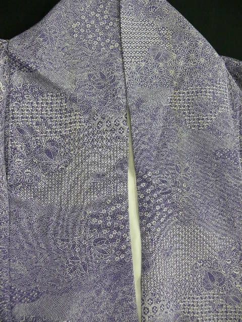 Light Purple Chirimen ji EDO KOMON Kimono H39  