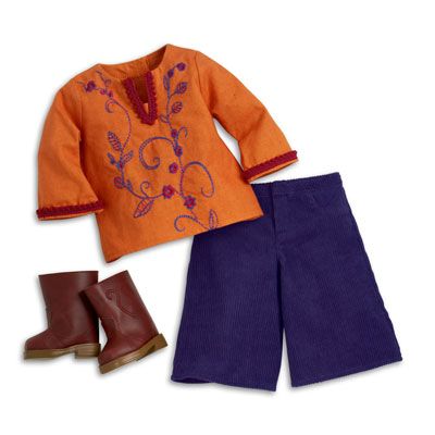 julie chooses this outfit that features an orange tunic with floral 