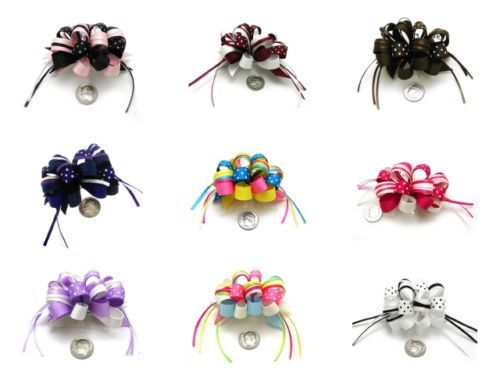 Polka Dot / Sheer Girls Ribbon Hair Bow Barrette Clips  