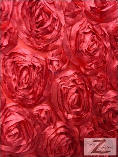 ROSETTE TAFFETA FABRIC ROSE RED $13.99/YARD 36X58 SOLD BTY  