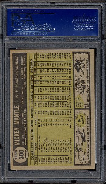 1961 Topps 300 Mickey Mantle YANKEES PSA 4 VG/EX  