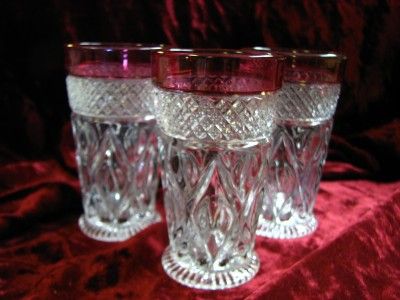 LOT OF 3 IMPERIAL GLASS CAPE COD TUMBLERS CRANBERRY RIM  