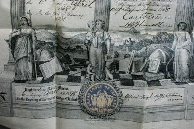   Masonic Membership Vellum Grand Lodge St John Belfast Ireland  