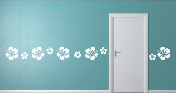 Hawaiian Hibiscus Flowers Vinyl Wall Art Decals Sticker  