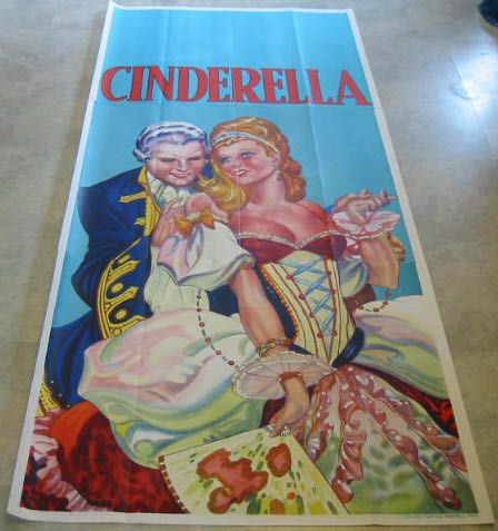 HUGE Old 1930s   CINDERELLA   Theatre POSTER 40x88  