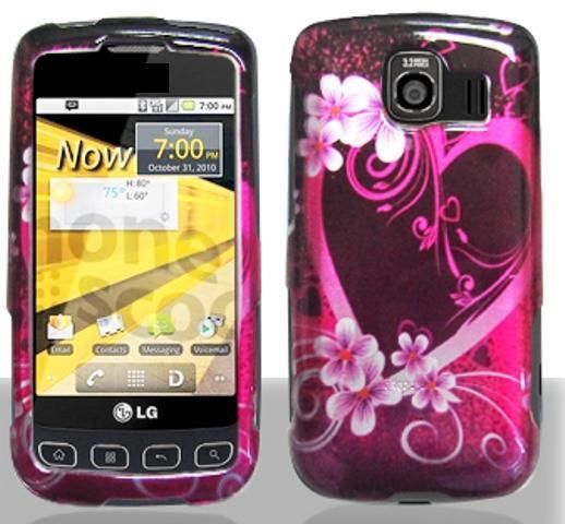 LG Optimus S LS670 PURPLE LOVE Faceplate Protector Snap On Phone Case 