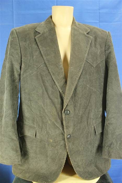 Circle S Ranch Wear 46R 46 Regular Dark Gray Corduroy Western Suit 