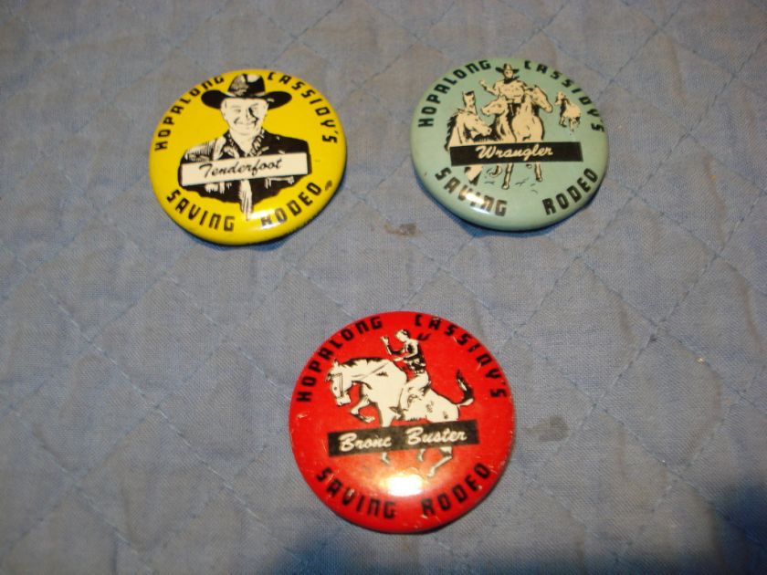 Hopalong Cassidy Savings Rodeo Pinbacks Set Of Three  