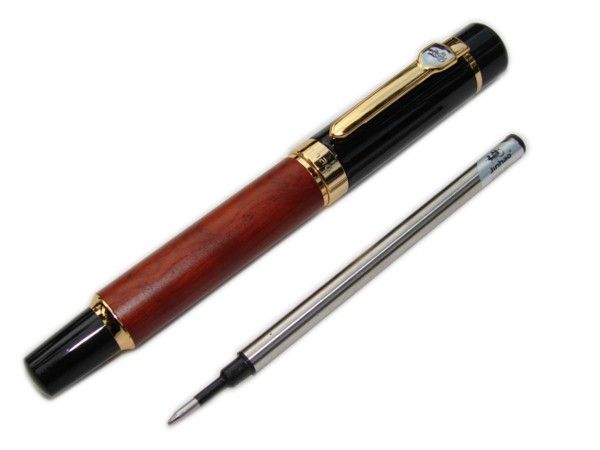 NJ100 JINHAO Big Red Wood Barrel Roller Ball Pen  