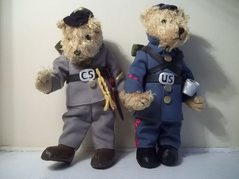 NEW CIVIL WAR TEDDY BEAR SET UNION + CONFEDERATE 11 BEARS  