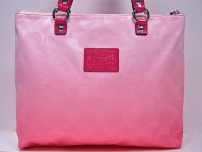 New NWT Coach Poppy Signature Floral Flower Glam Tote Purse Pink 16340 
