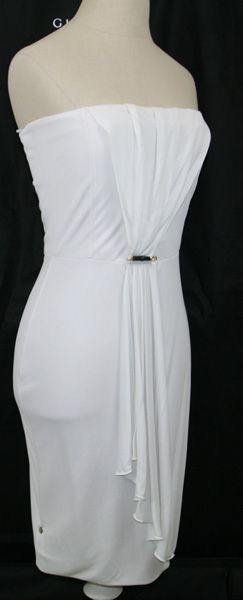   GUCCI White STRAPLESS Ruched BAMBOO PIN GRECIAN DRESS XS S 2011 Resort