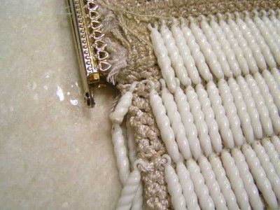 Vintage White Beaded Purse, Handbag. Italy 1960/70  