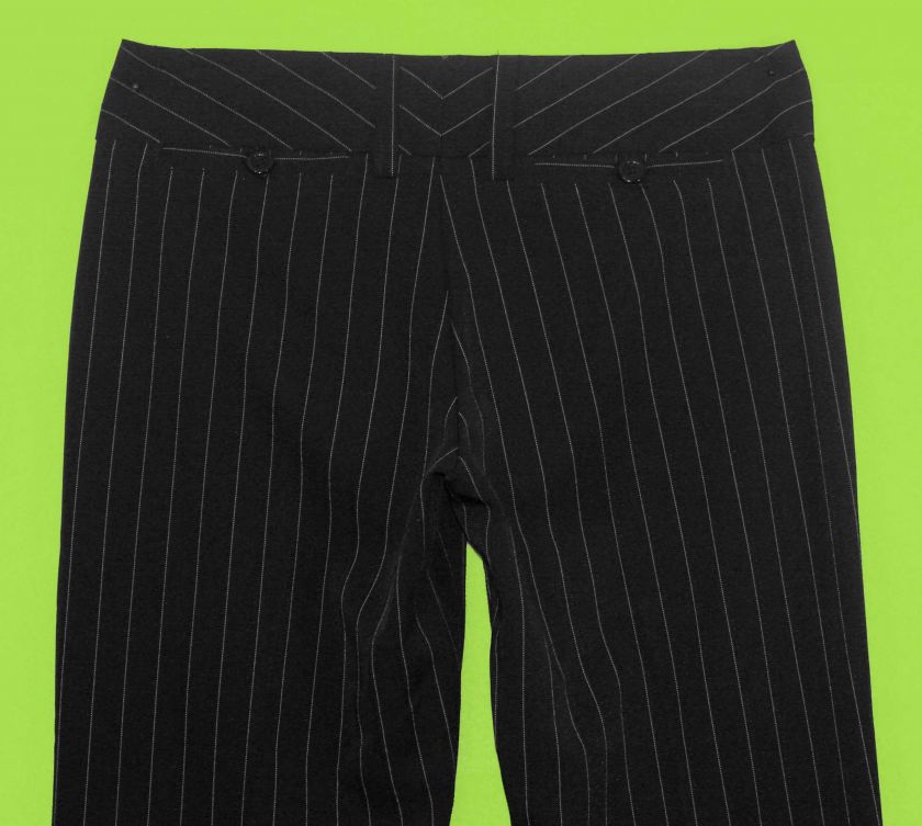 XOXO sz 1 Juniors Womens Black Penstripe Dress Pants Slacks Stretch 