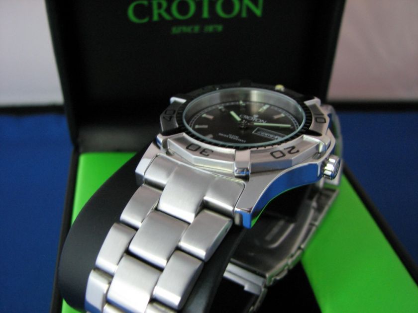 CROTON CA301051SSGY 10 ATM Quartz Day Date Watch MSRP $250.00  