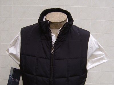   Mens 80% Wool Reversible Zip Vest M Tailored Coat Jacket Black Quilted