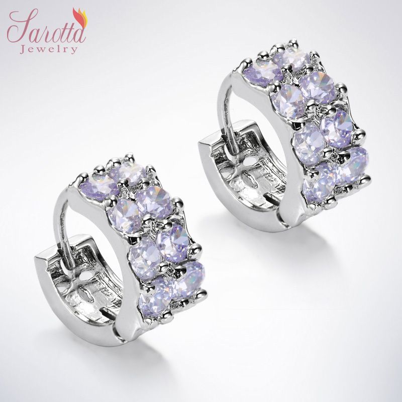   Tanzanite White Gold GP Hoop Round Earrings Fashion Jewelry NEW  