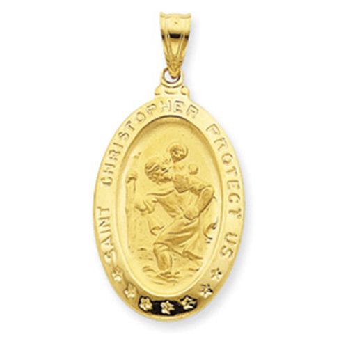 14K 14kt Gold XLarge Oval St. Christopher Medal 4.2g  