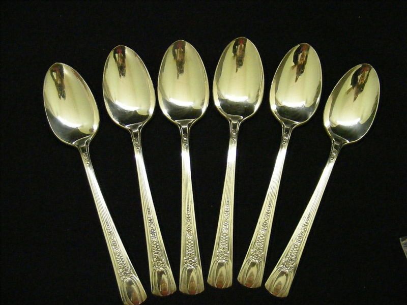 Fashion Silverplate Flatware Diplomat 6 Soup Spoons  