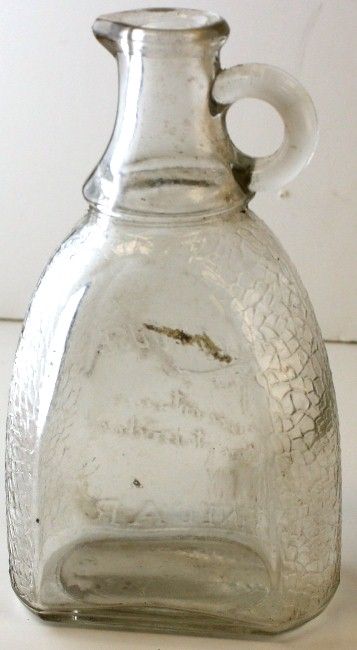 Early White House Vinegar With Pouring Spout & Handle Embossed Bottle 