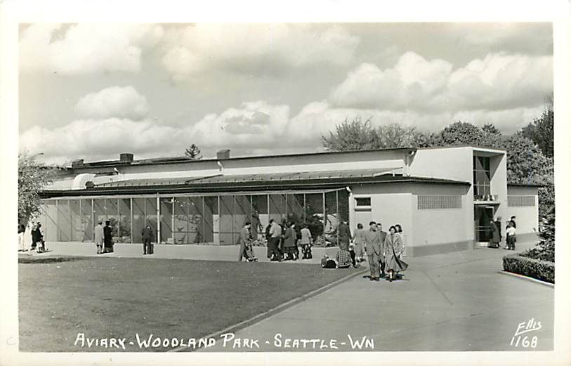 WA SEATTLE WOODLAND PARK AVIARY REAL PHOTO EARLY M49293  