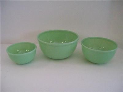   KING JADITE JADEITE BEADED EDGE MIXING BOWL 5 6 7 INCH SET OF 3  