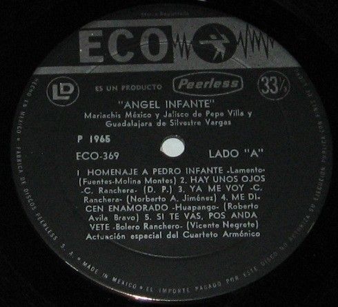 ANGEL INFANTE   HOMENAJE A PEDRO INFANTE   MEXICAN LP trio los 