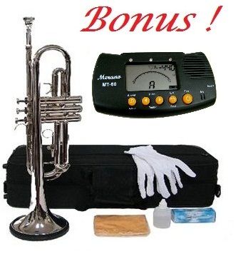 TIME LIMIT Bb SILVER TRUMPET, CASE+BONUS METRO TUNER  