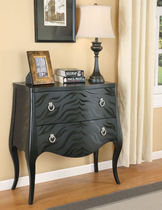 Black Animal Print 3 Drawer Dresser Chest  