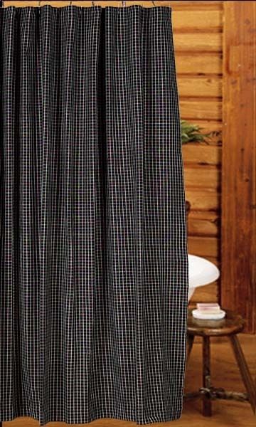 Primitive Williamsburg Check Shower Curtain Black Tan  