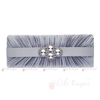   women Wedding Evening Purse bridal Clutch bag with silver and PU chain