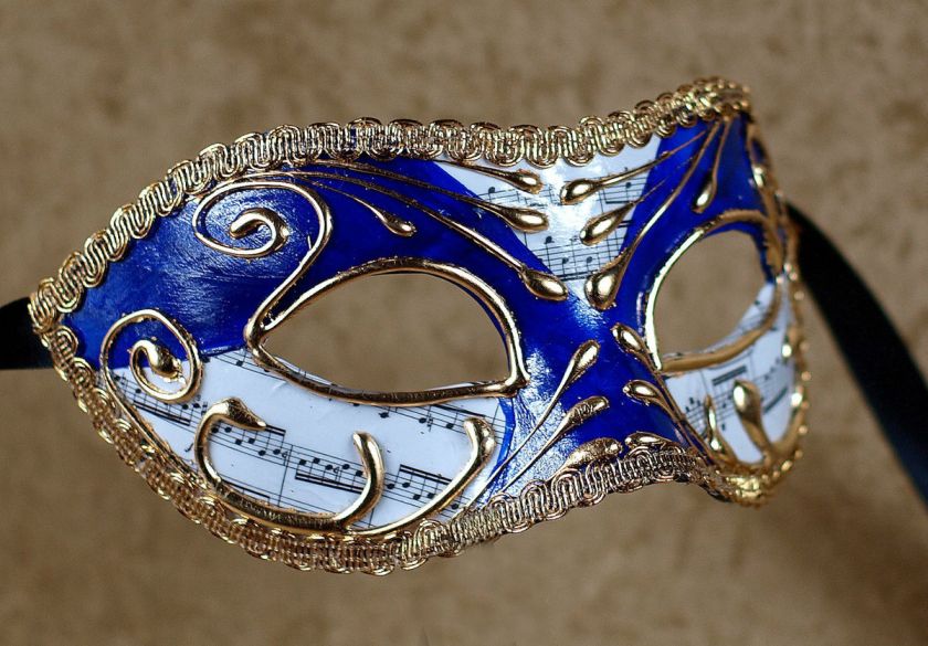 Gold blue Mask of Venice Masquerade Venetian ball music  