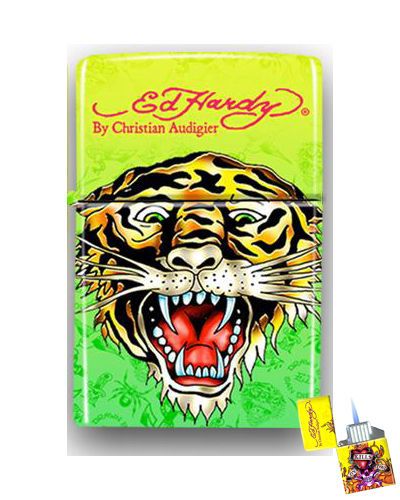 Ed Hardy Tattoo Butane Torch Flame Lighter Yellow Tiger  