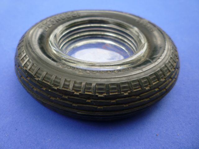 Vintage Ballon Tires Glass Ashtray Motorcycle 500x16 Rare Marking 