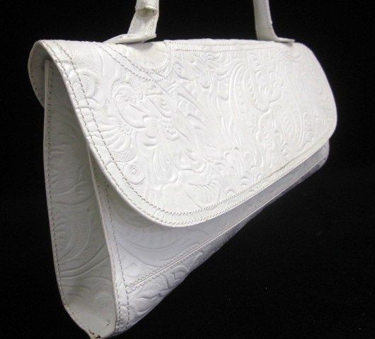 FENDI White Floral Leather Oversized Envelope Handbag  