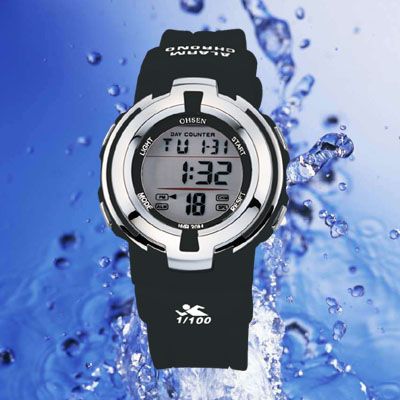 New OHSEN Gift LED LIGHT Boys Digital Sport Watch Black  