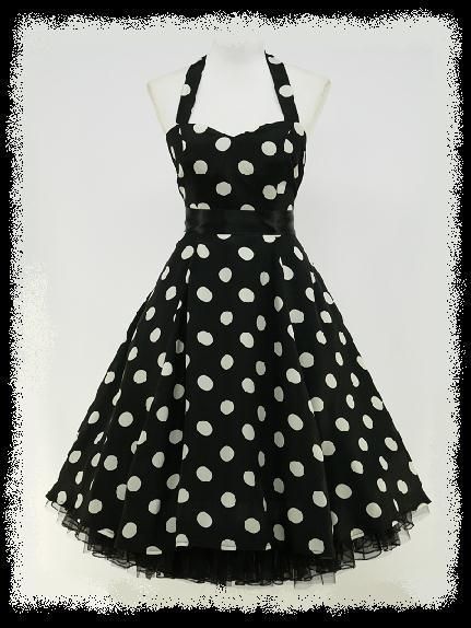   CHIFFON BLACK POLKA DOT 50s ROCKABILLY SWING PROM VINTAGE DRESS 8 26