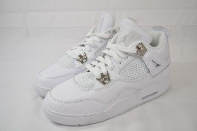 AIR JORDAN 4 RETRO GS 408452 101 WHITE MTLC SILVER ANNIVERSARY PURE 5 